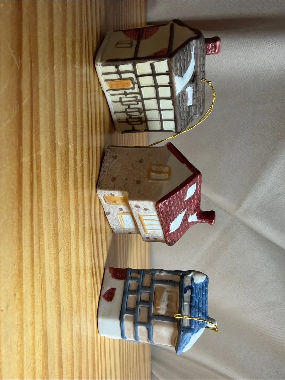 Vintage House of Lloyd Old English Village Ornaments Set of 3 Boxed